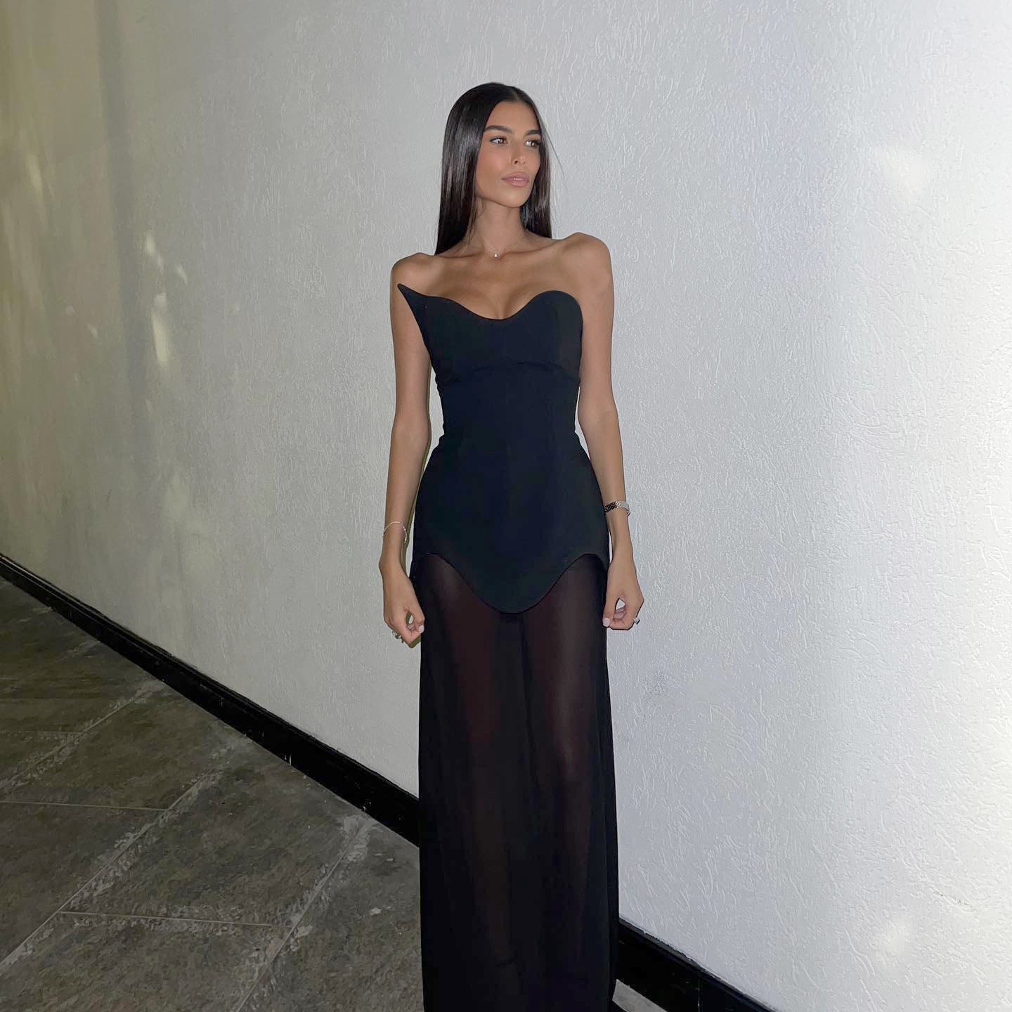 Long Streamer Tube Top Package Hip Dress Simple And Stylish