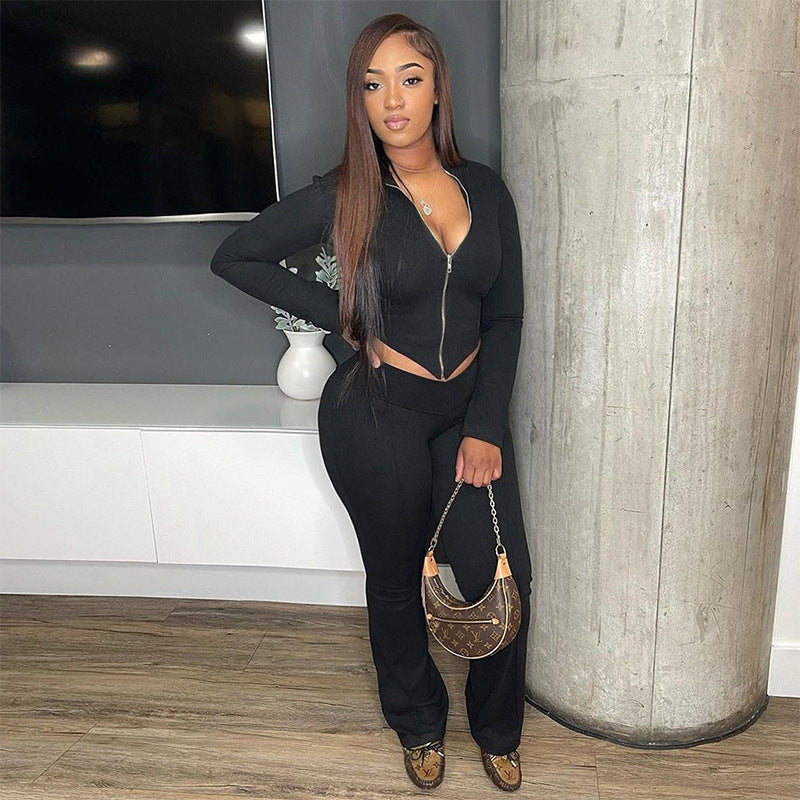 High Waist Bootcut Pants Two-piece Set