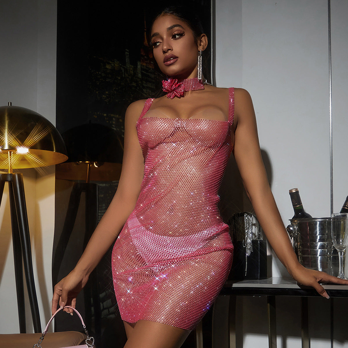 Perfect Rhinestone Night Party Dress