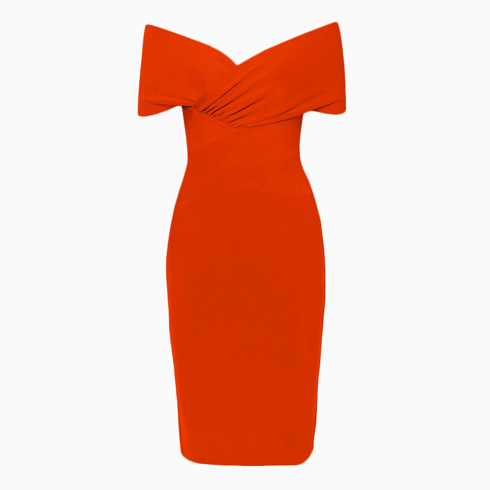 Meiga Off Shoulder Bandage Dress-Apri