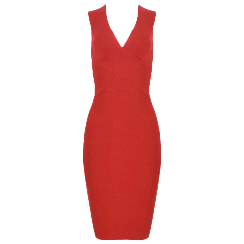 V Neck Party Bandage Dress