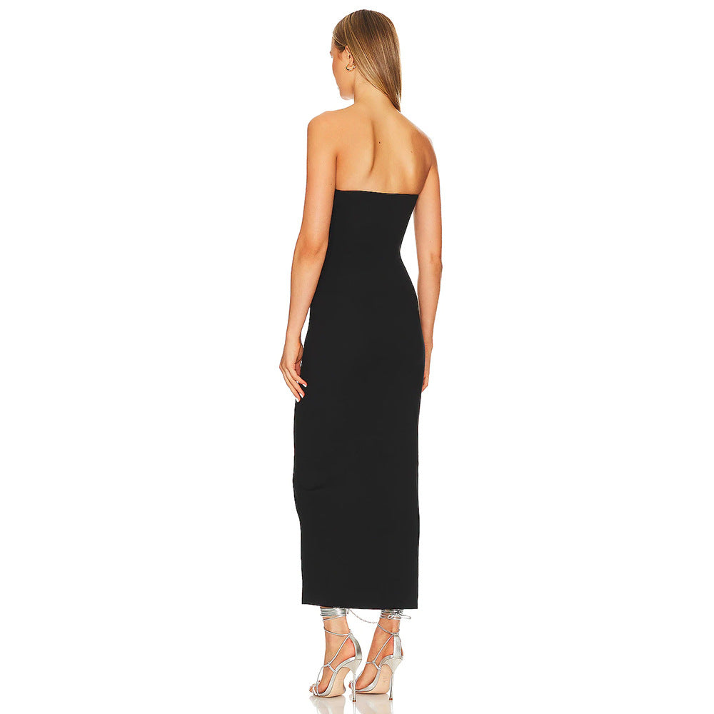 Seliya Slit Strapless chain Bandage Dress