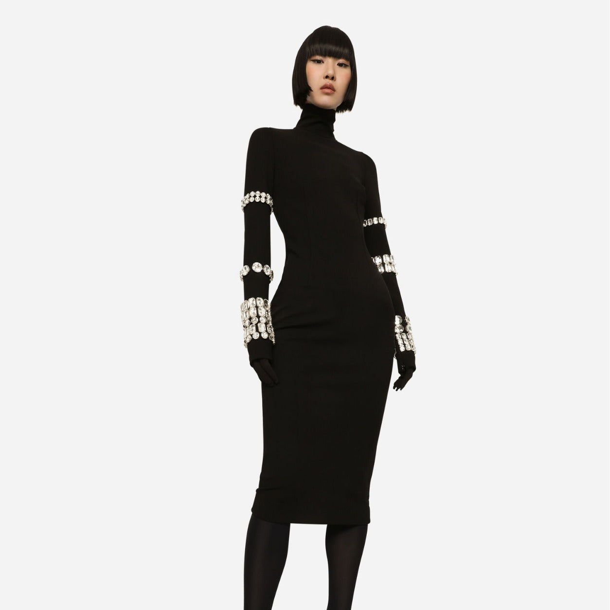 Charming Black Diamond Bandage Dress