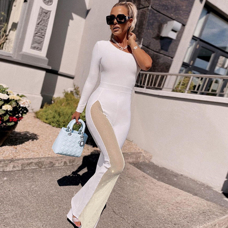 One-shoulder Diamond Jumpsuit