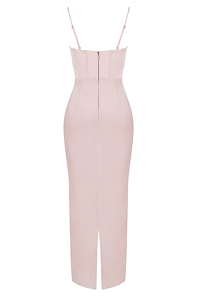 Satin Sling Strapless Slim Bag Hip Skirt