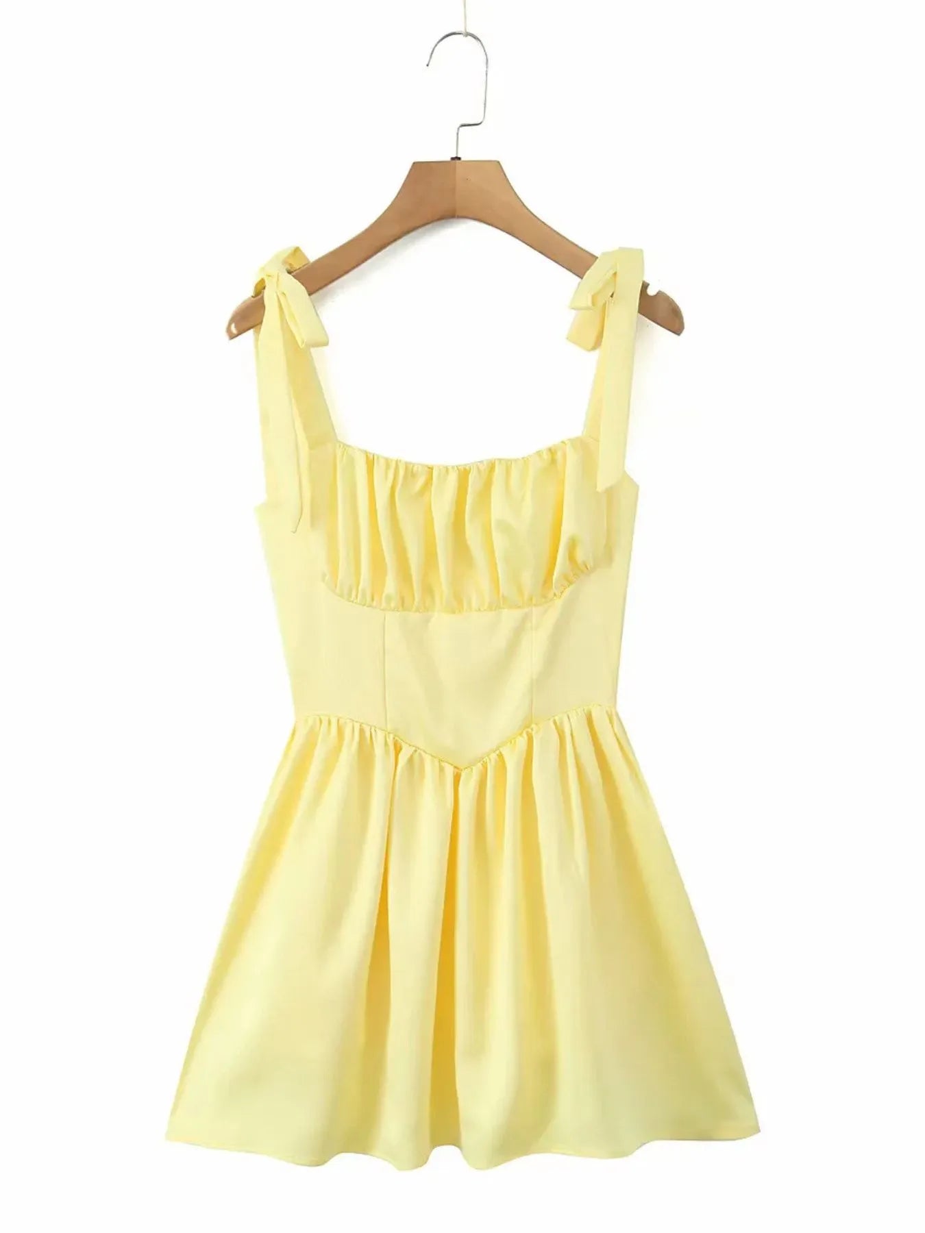 Tie-Shoulder Square Neck Mini Dress