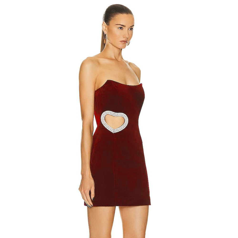Valentine Diamond Show Topper Dress-Real Red
