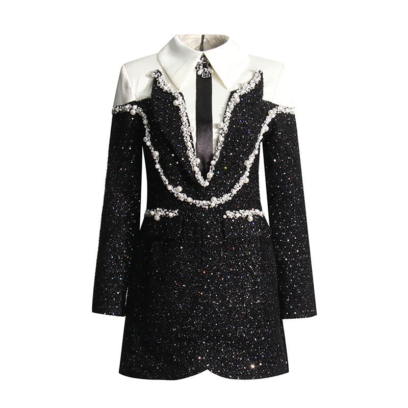 Lavina Black Sequin Elegant Dress