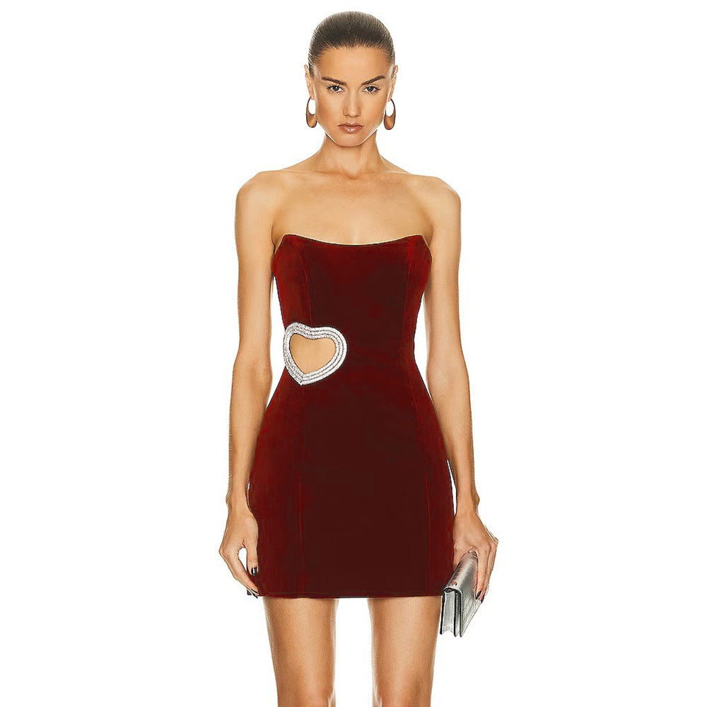 Valentine Diamond Show Topper Dress-Real Red