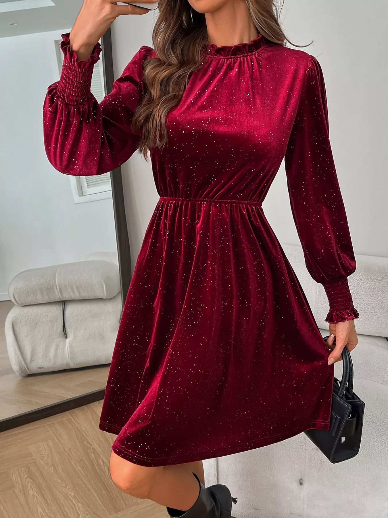 Glitter Velvet A-Line Dress