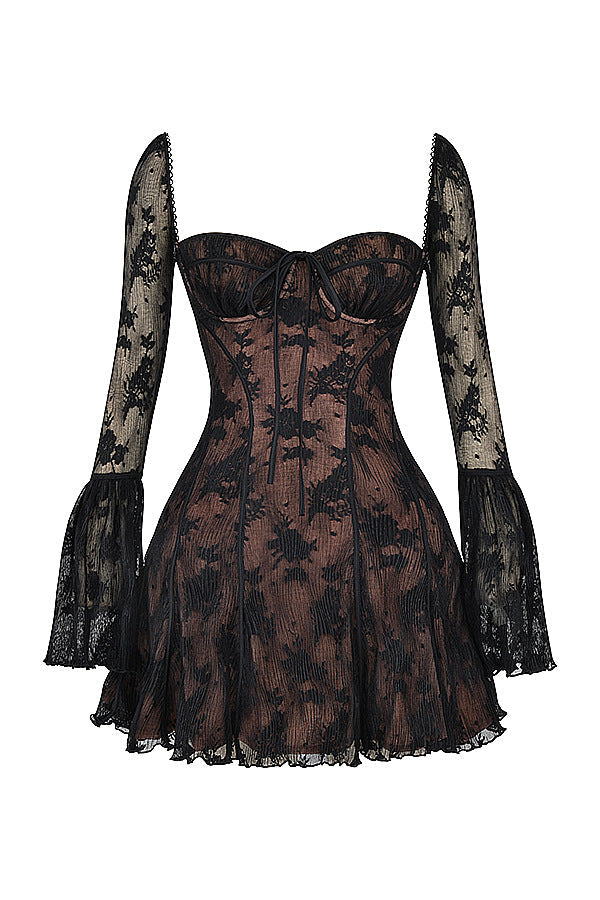 Alyia Lace Dress Bell Sleeve Designer Dress