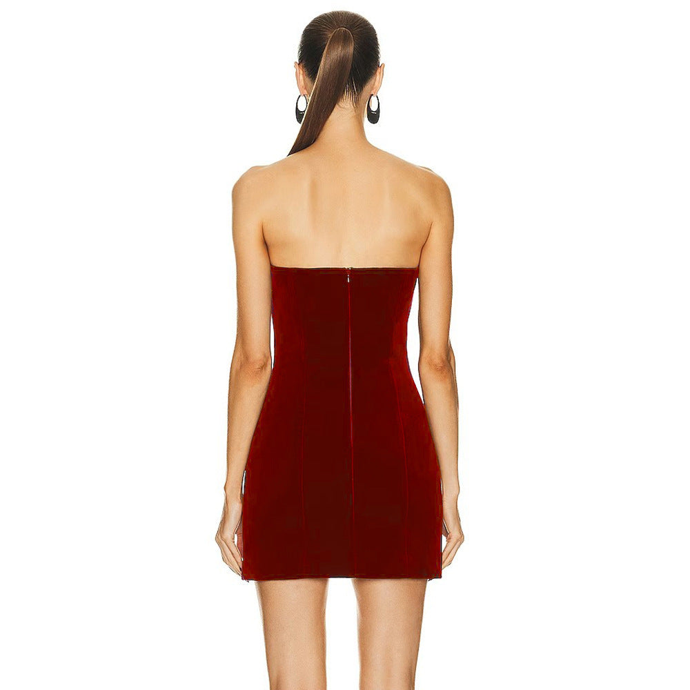Valentine Diamond Show Topper Dress-Real Red
