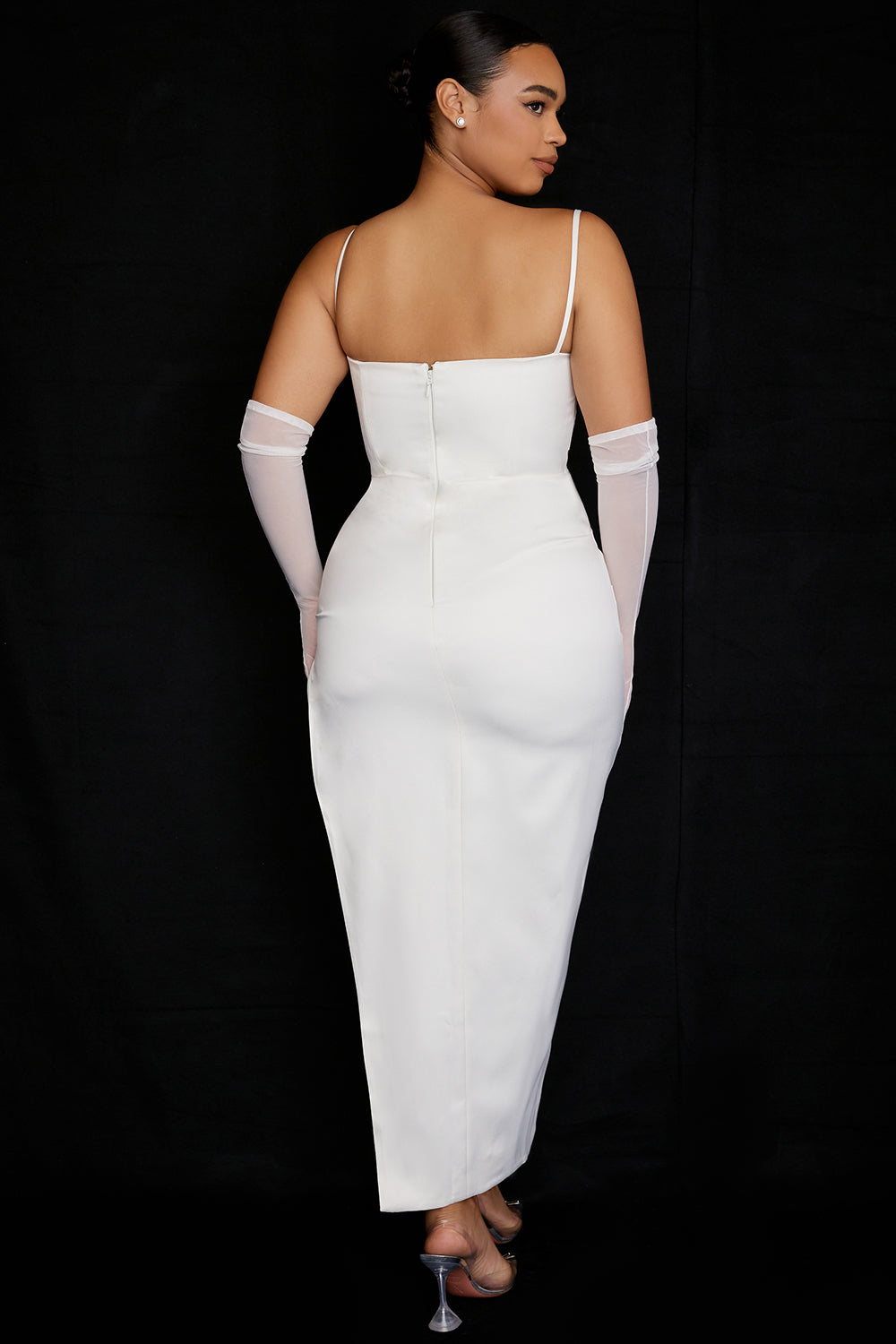 ALESYA IVORY RED SATIN CORSET DRESS