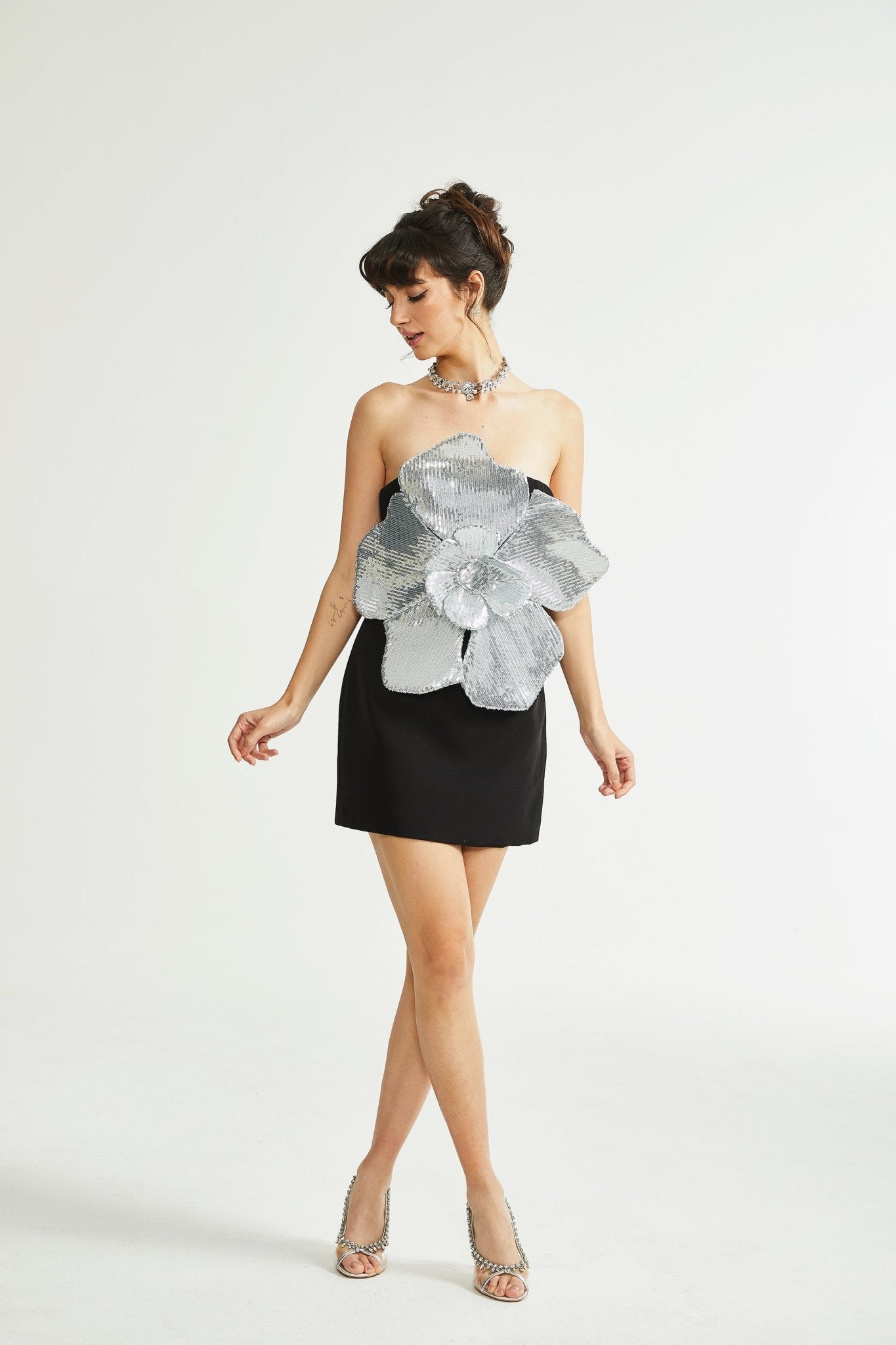 Alyia Multi-Dime Sequined Flower Dress
