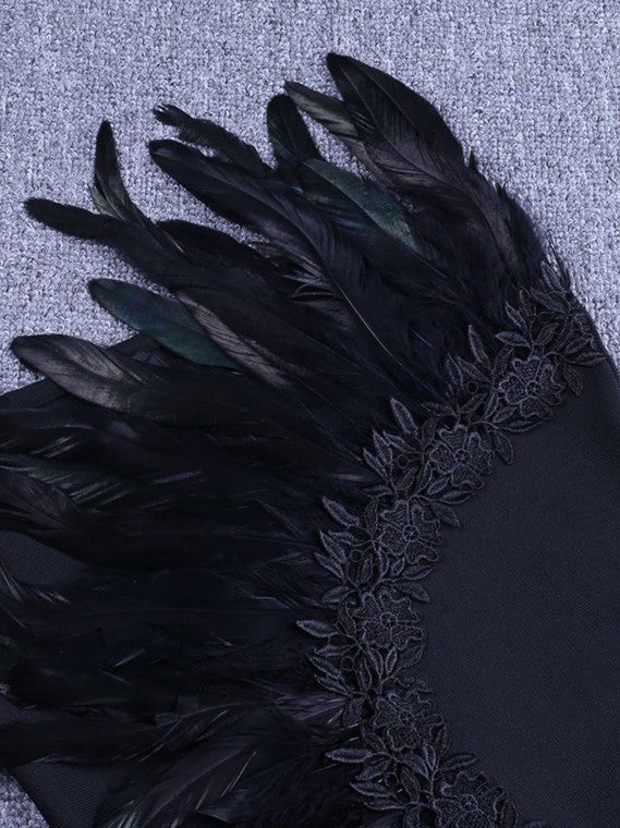 Elite Chest Feather Stitching Bandage Dress