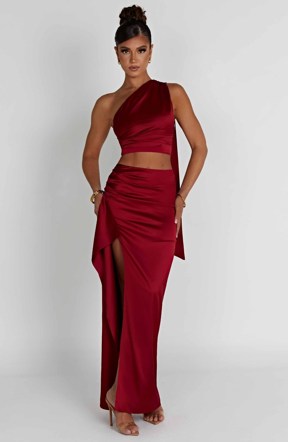 Payela Split Maxi Satin Dress