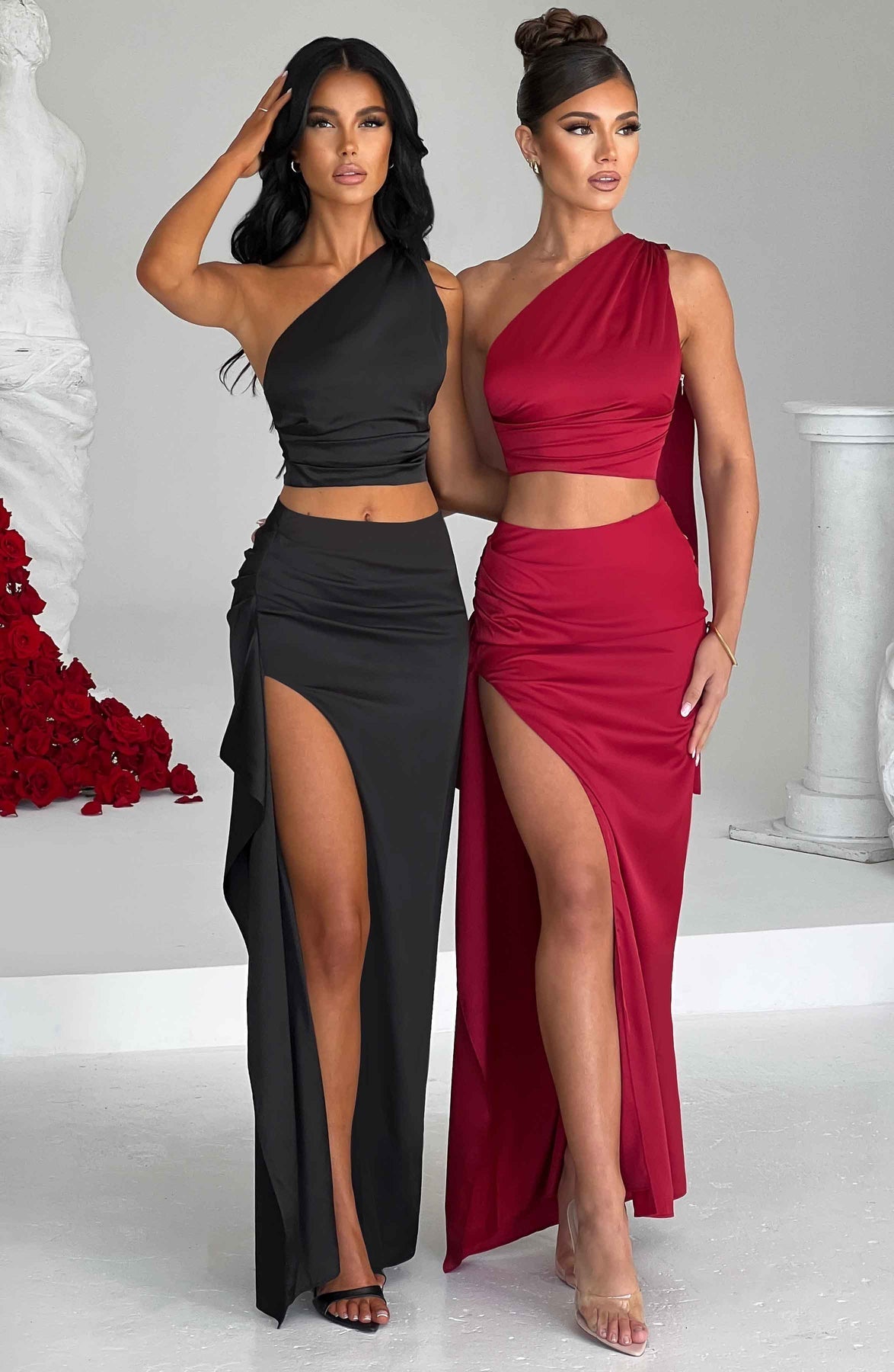 Payela Split Maxi Satin Dress