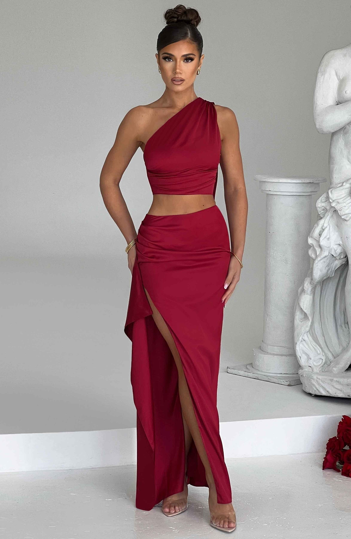 Payela Split Maxi Satin Dress