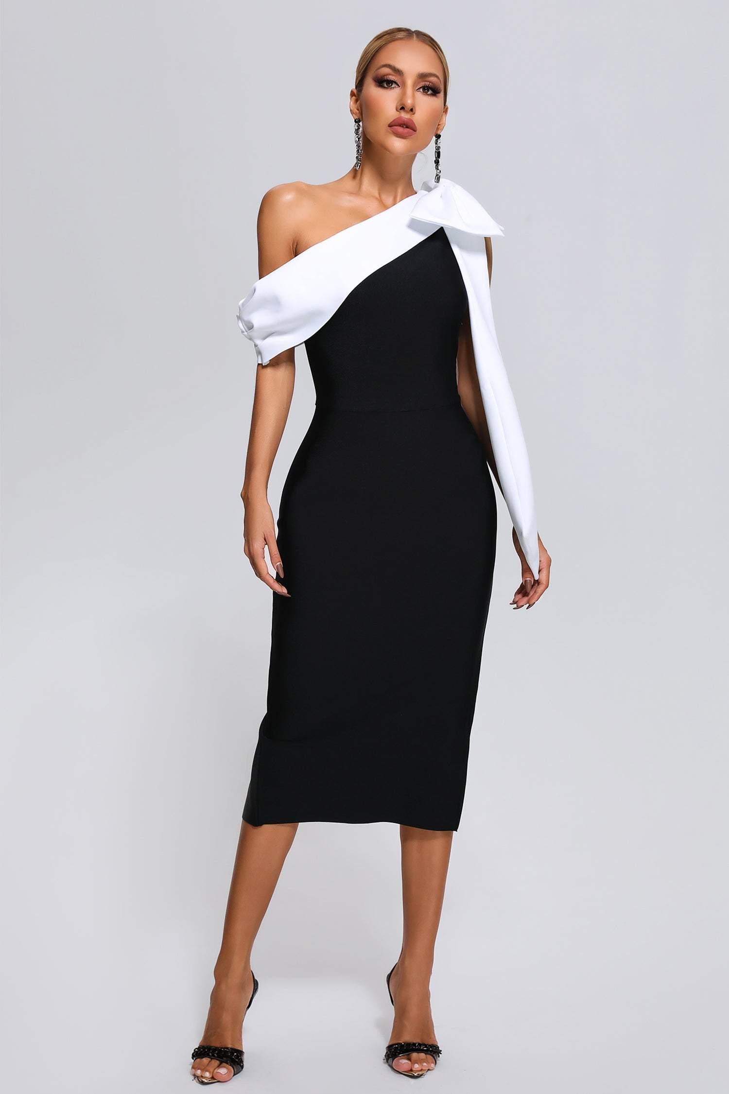 Alyia One shoulder Bow Bandage Dress