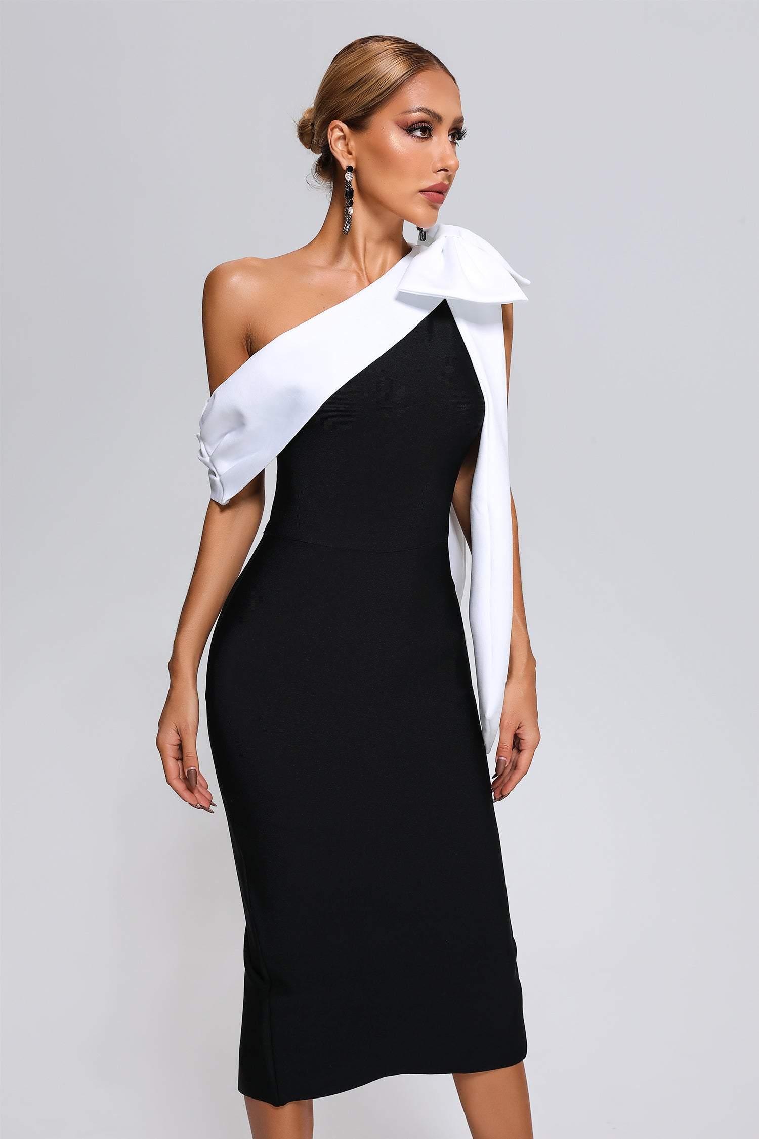 Alyia One shoulder Bow Bandage Dress