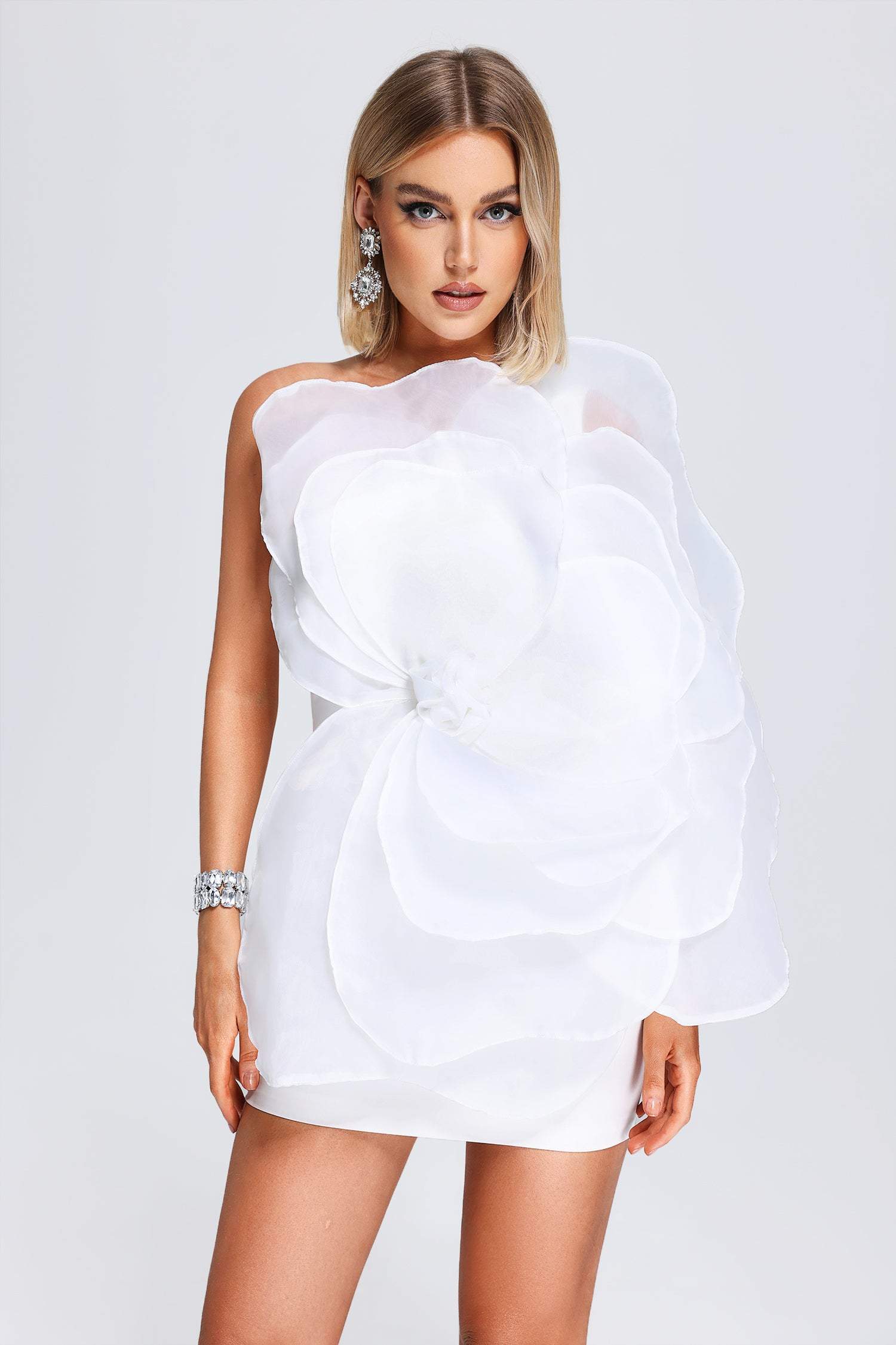 Aluya Oblique Shoulder Elegant Dress