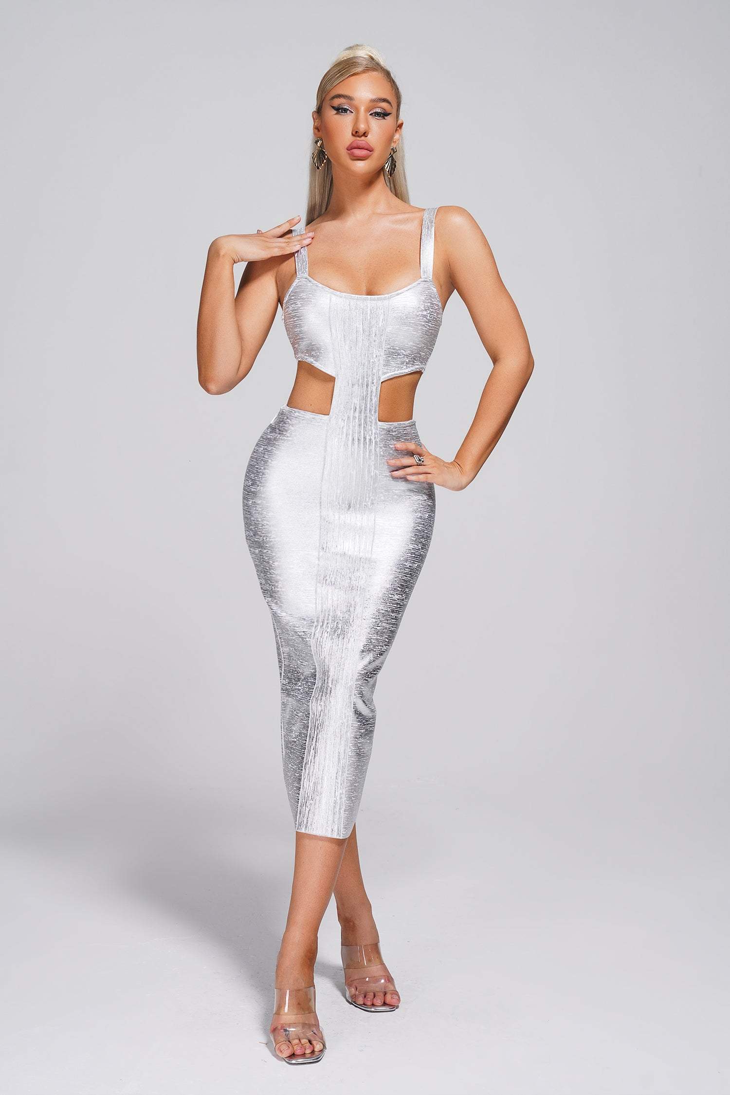 Kit Metallic Midi Bandage Dress