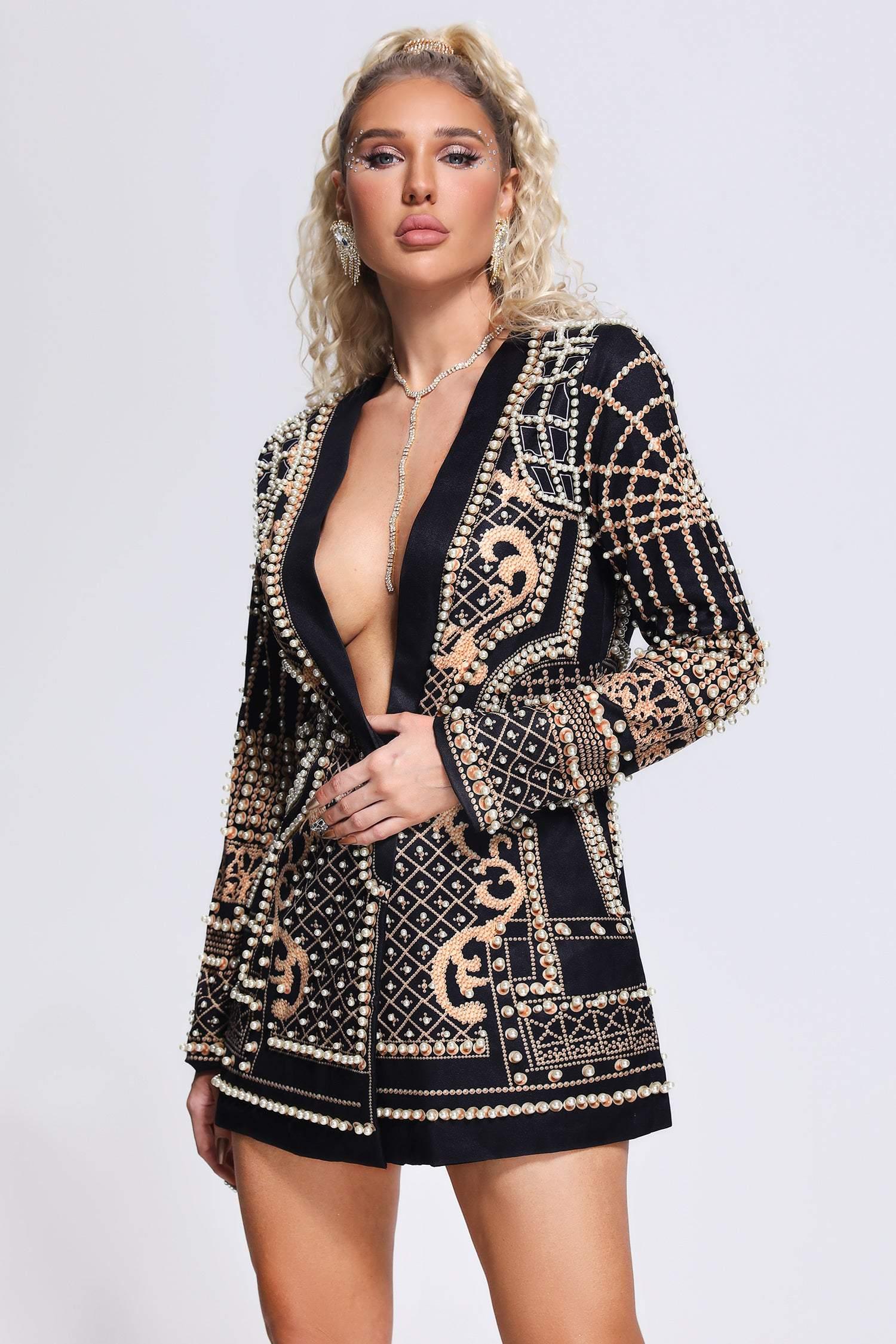 Padded Suit Jacket Bubble Bead Dress