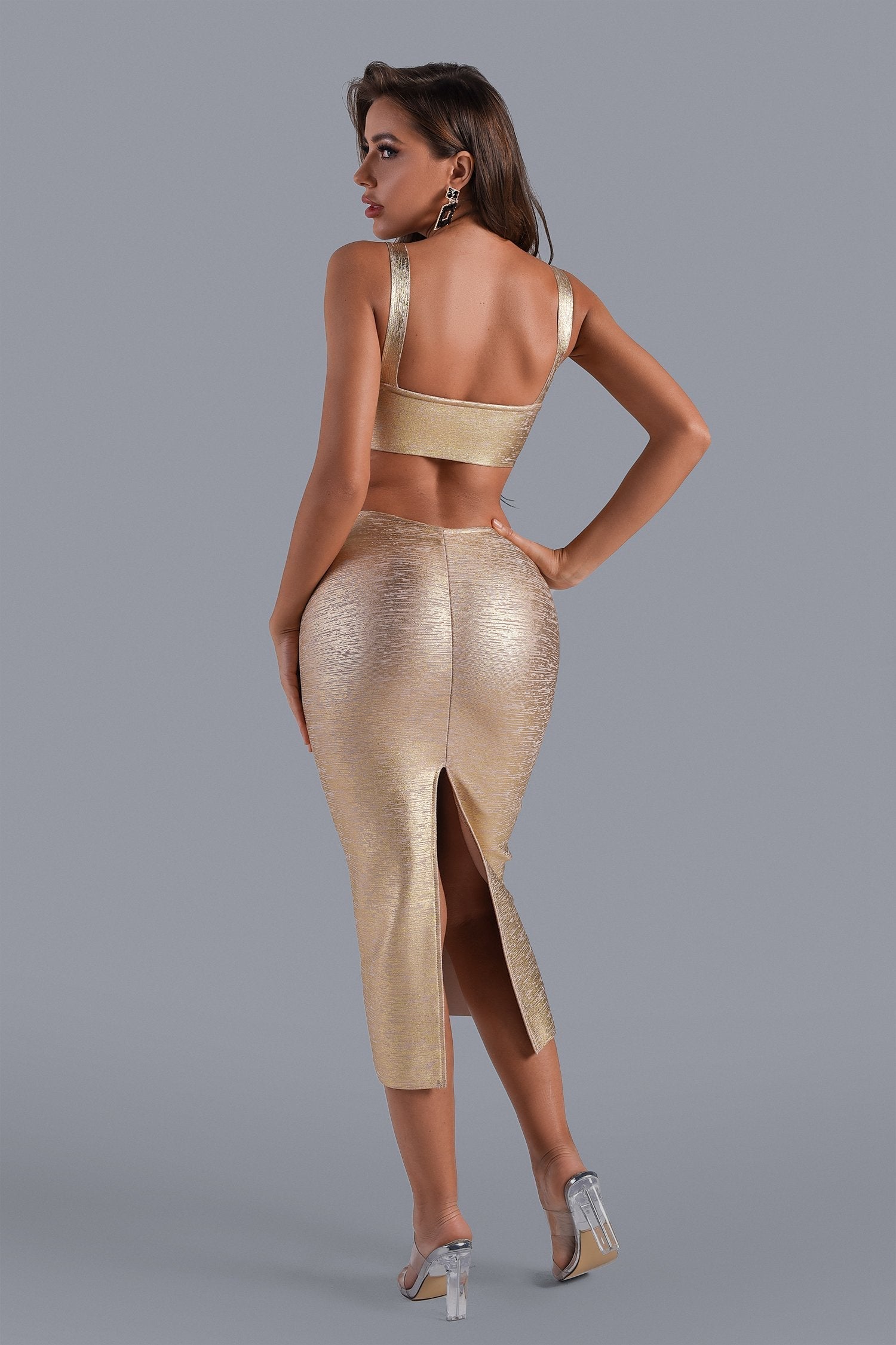 Kit Metallic Midi Bandage Dress