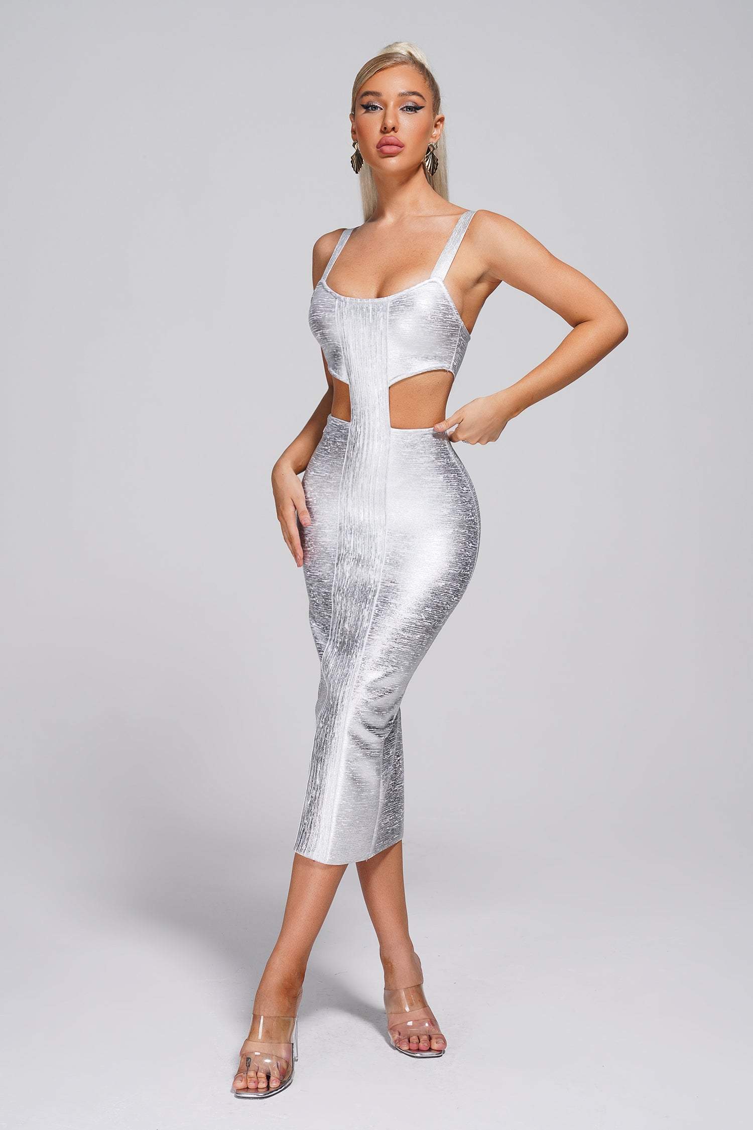 Kit Metallic Midi Bandage Dress