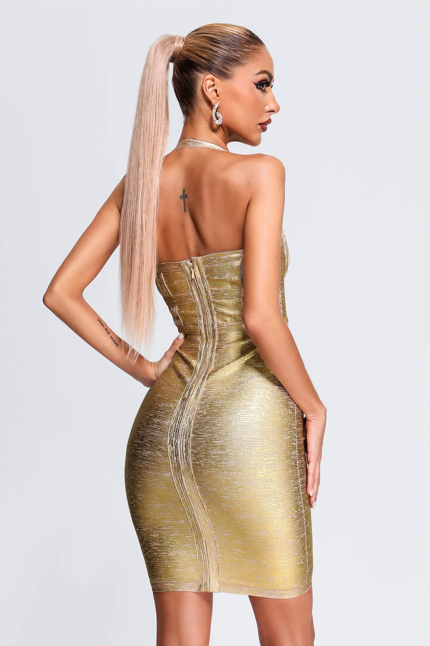 Halter Glue Bandage Dress