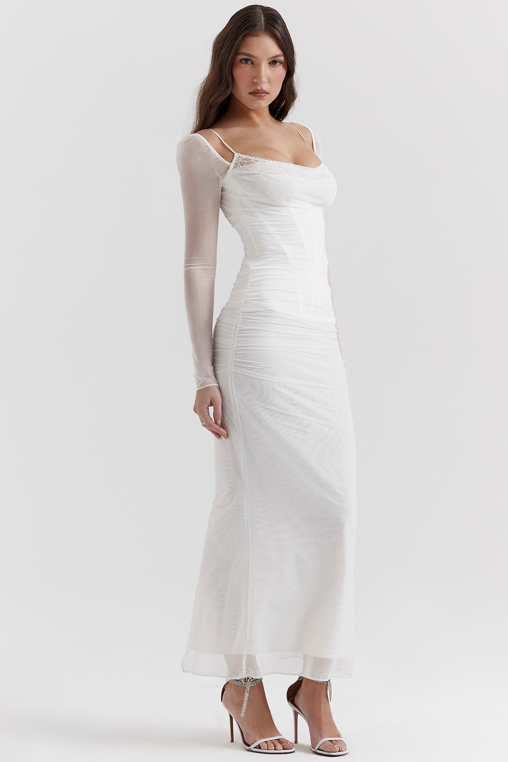 Mesh Stitching Lace Mid-length Dress