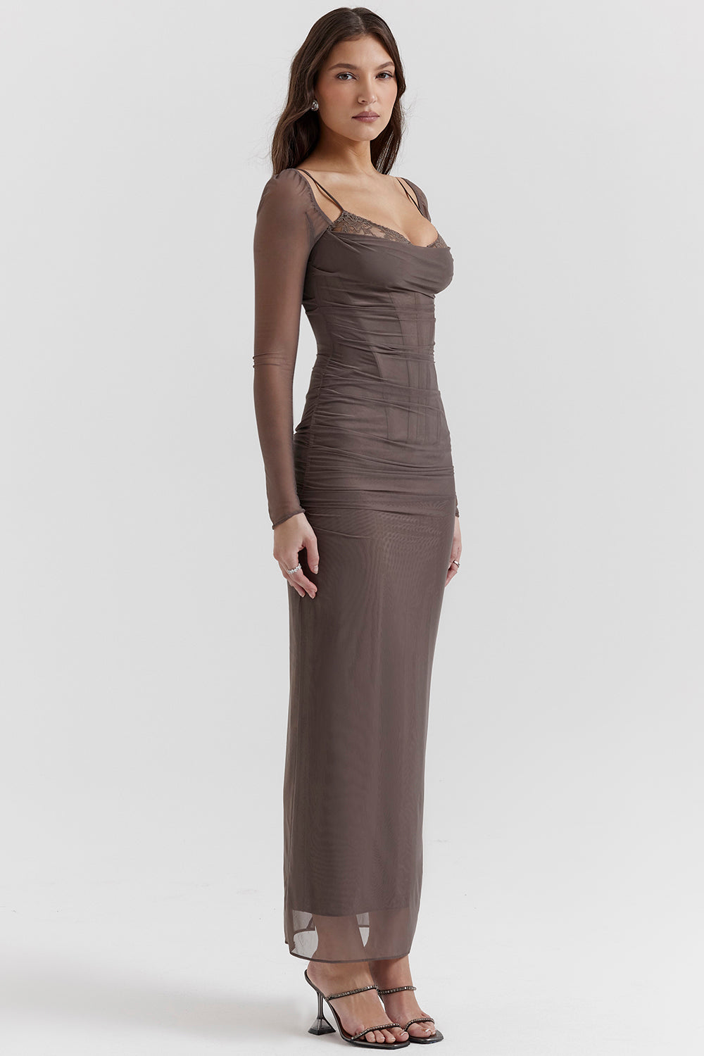 Mesh Stitching Lace Mid-length Dress