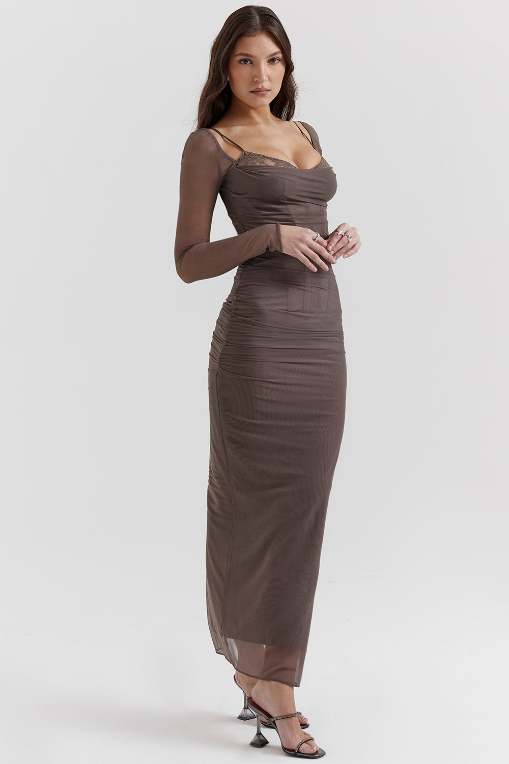Mesh Stitching Lace Mid-length Dress