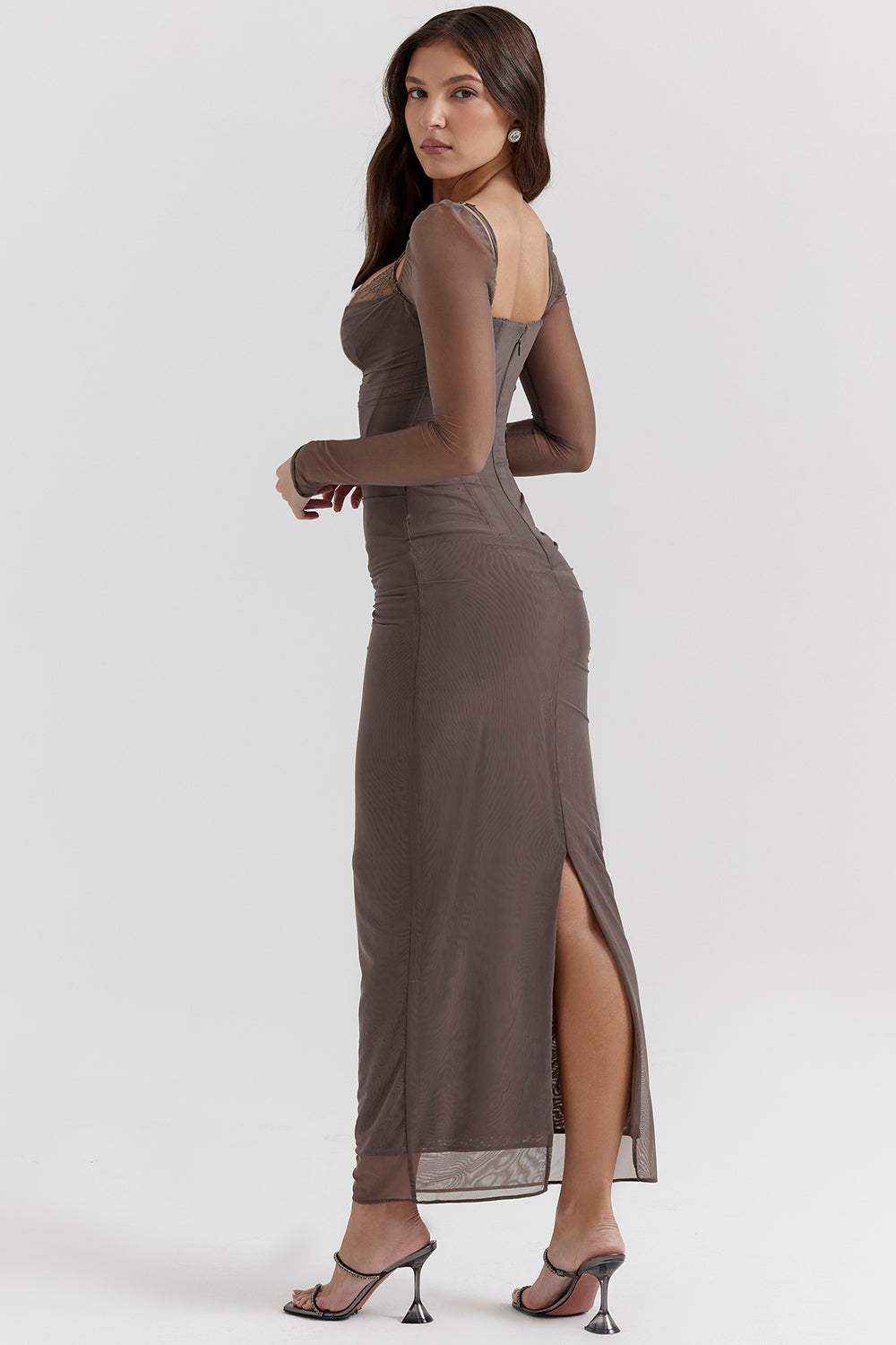 Mesh Stitching Lace Mid-length Dress