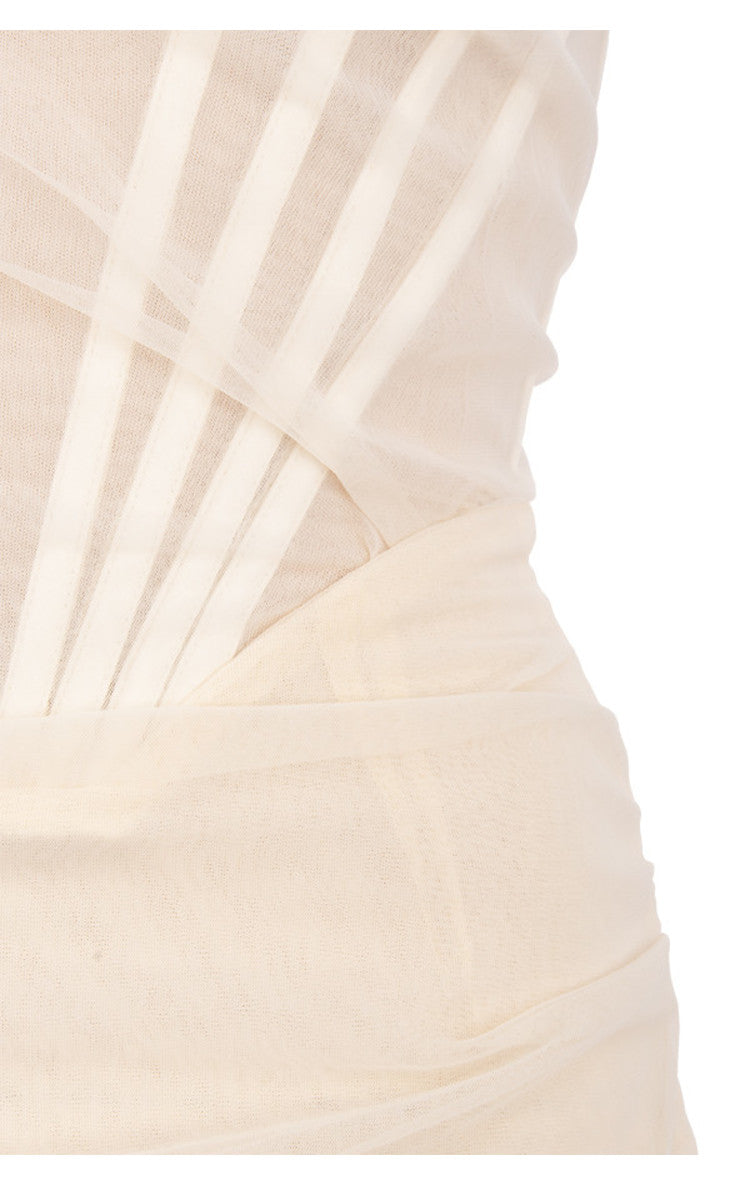 CHIC ELEGANT CORSET MINI DRESS-WHITE