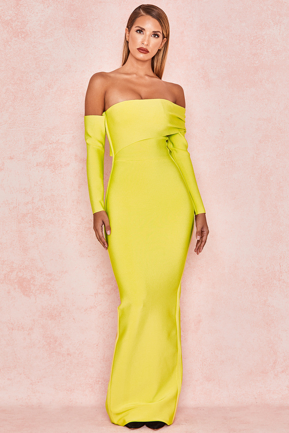 Meiga Off shoulder Slit Bandage Maxi Evening Dress