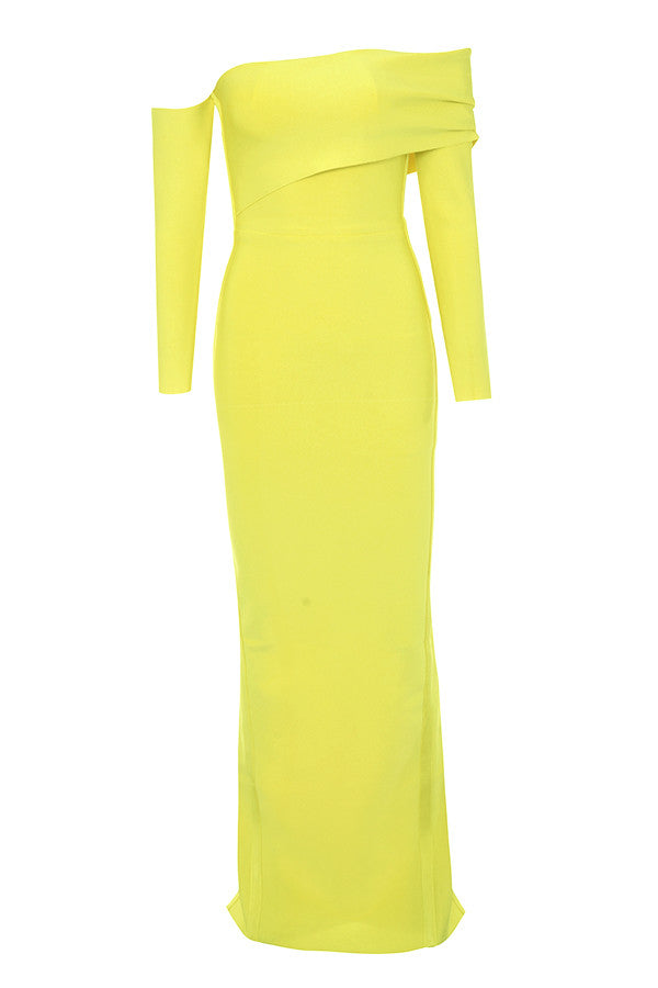 Meiga Off shoulder Slit Bandage Maxi Evening Dress