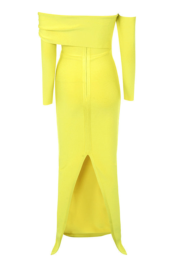 Meiga Off shoulder Slit Bandage Maxi Evening Dress