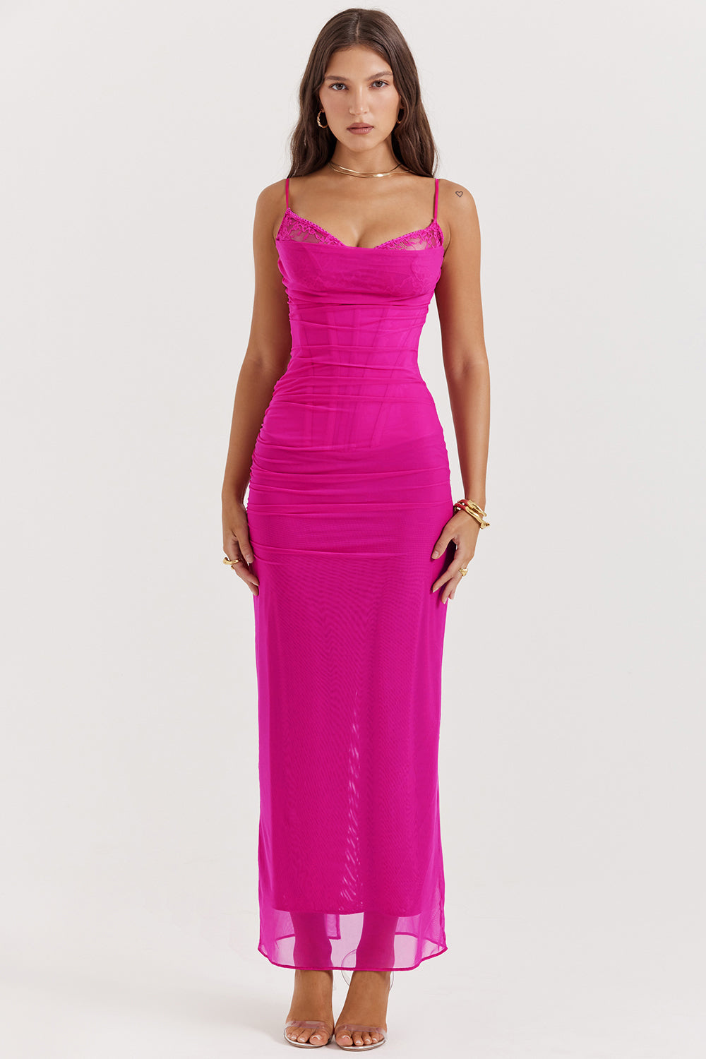 Mesh Stitching Lace Mid-length Dress