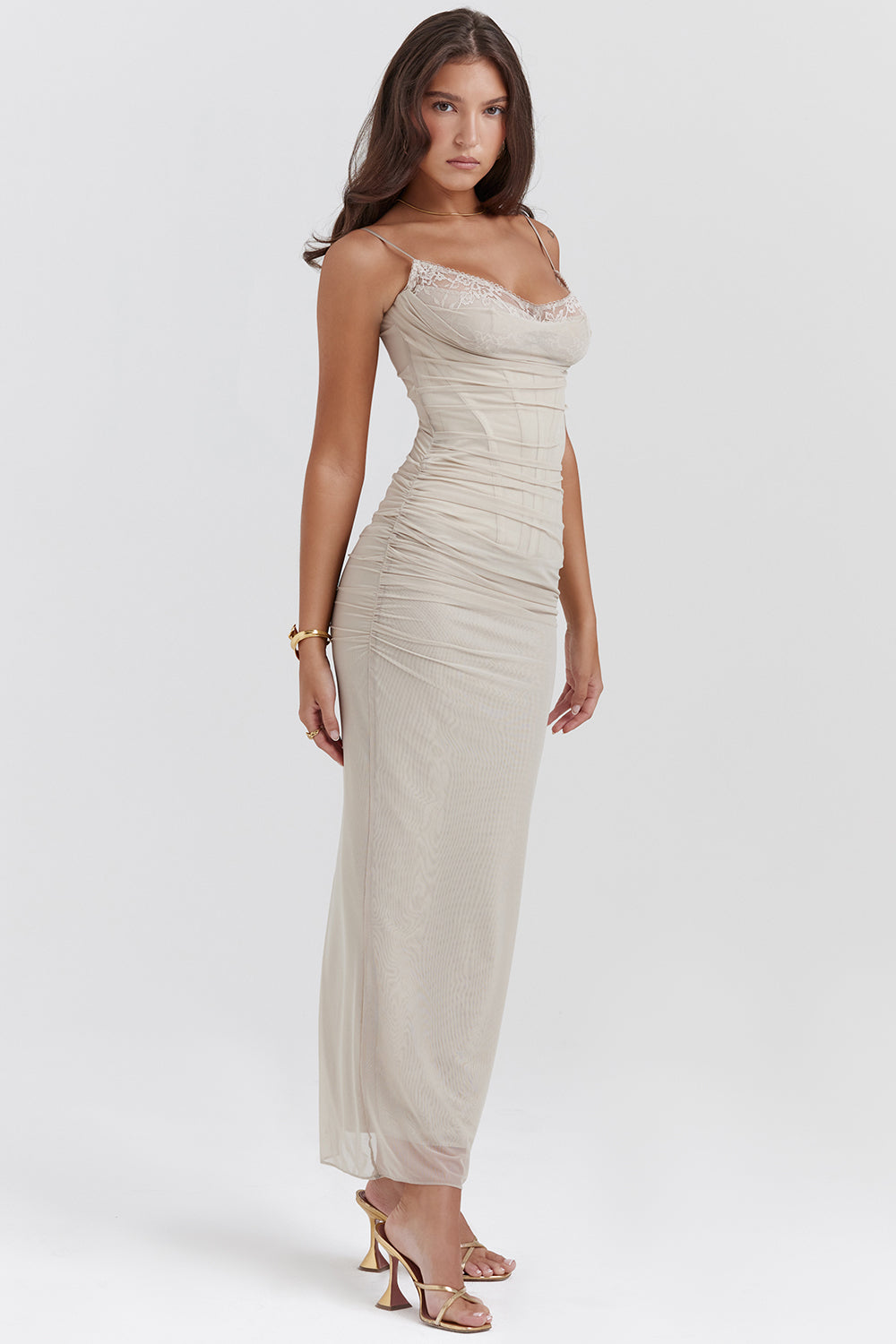Mesh Stitching Lace Mid-length Dress