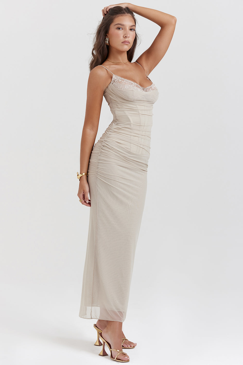 Mesh Stitching Lace Mid-length Dress