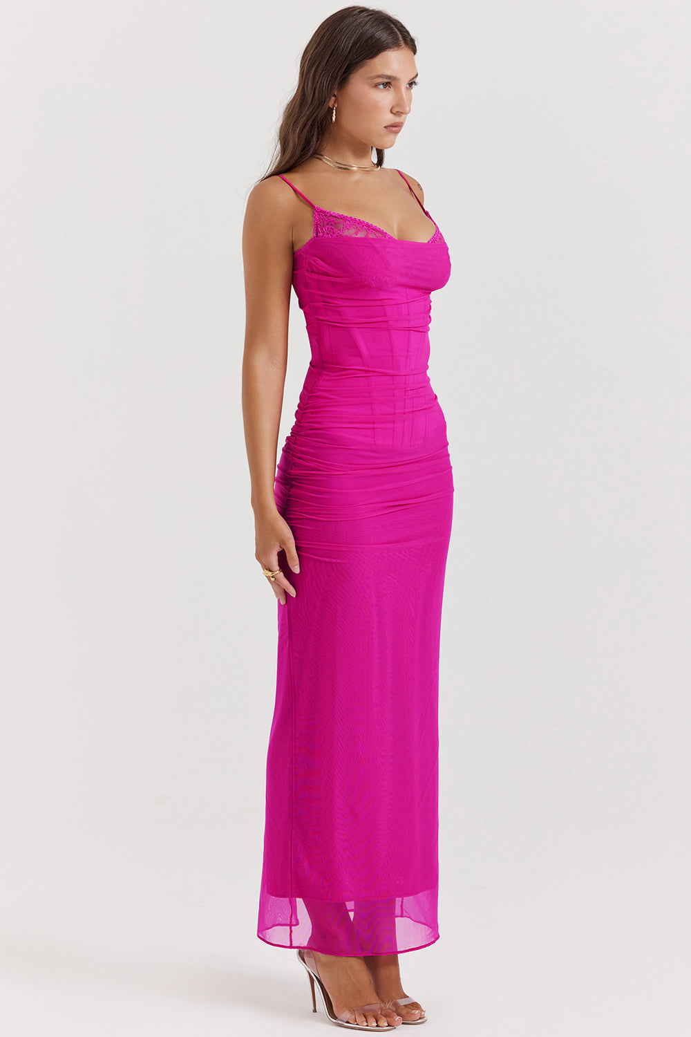 Mesh Stitching Lace Mid-length Dress