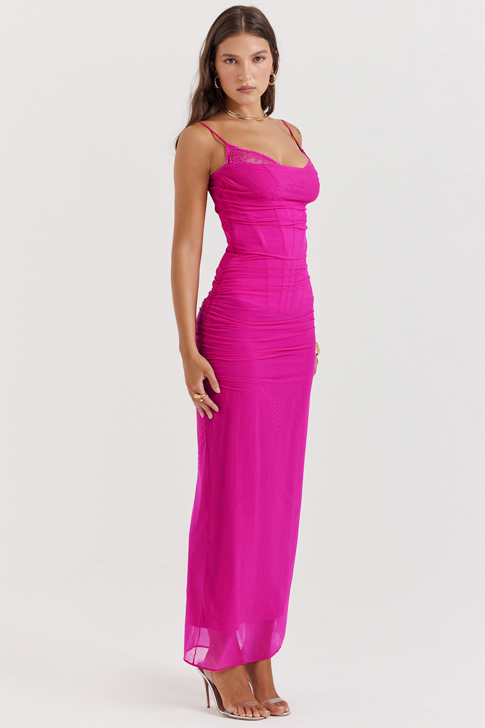Mesh Stitching Lace Mid-length Dress