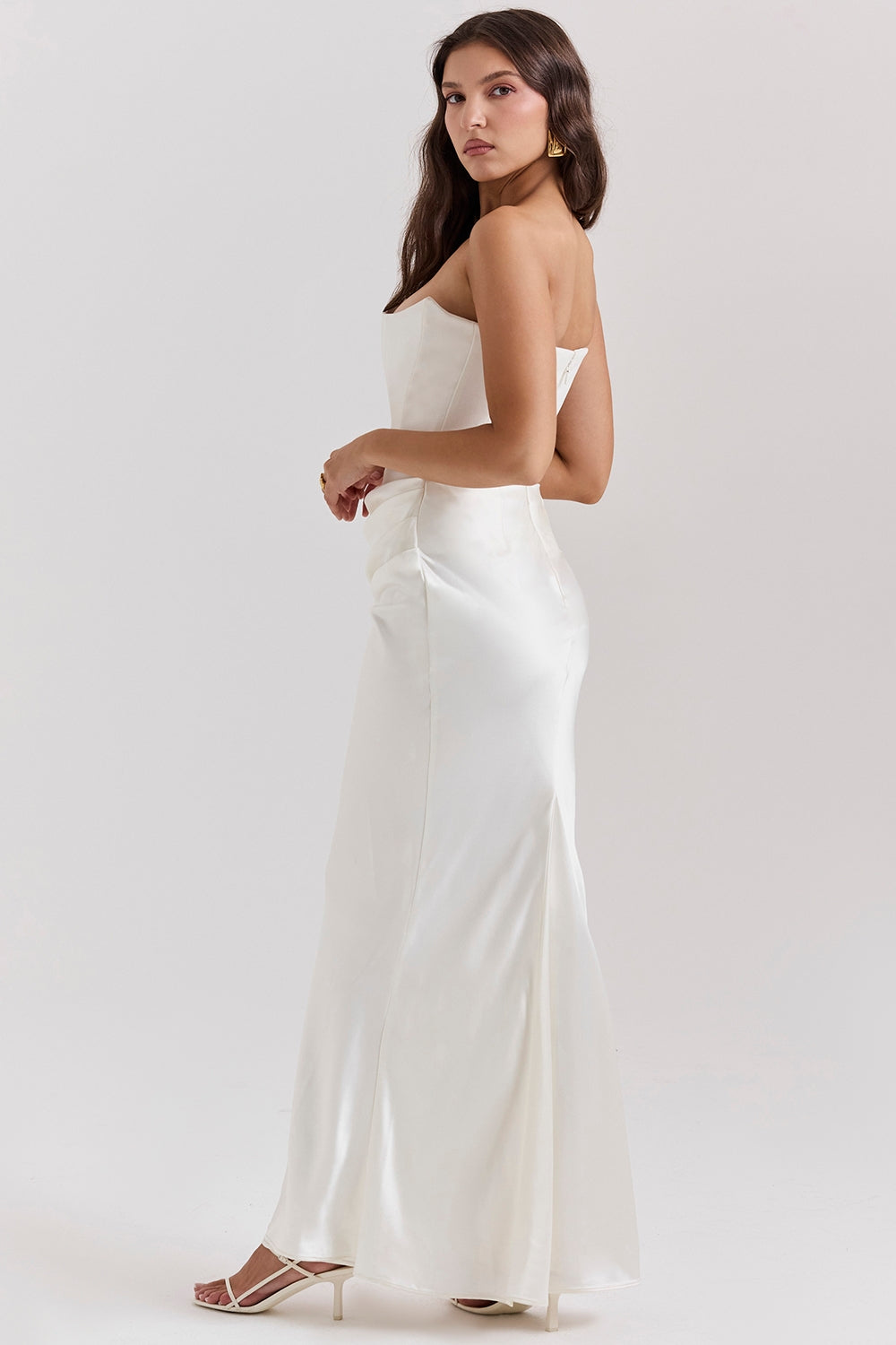 SERAPHINA CORSET SATIN ELEGANCE DRESS-WHITE