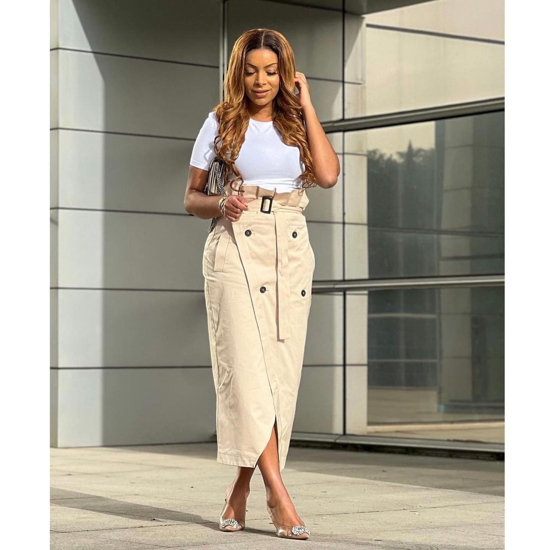 Elegant Button Belt Suit Skirt Sets