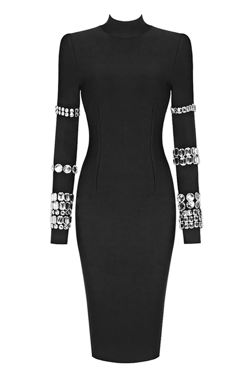 Charming Black Diamond Bandage Dress
