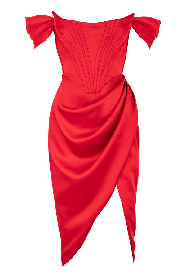 Alyia Satin Off Shoulder Dress