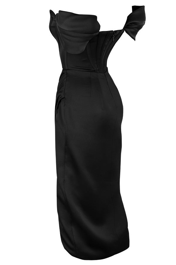 Alyia Satin Off Shoulder Dress