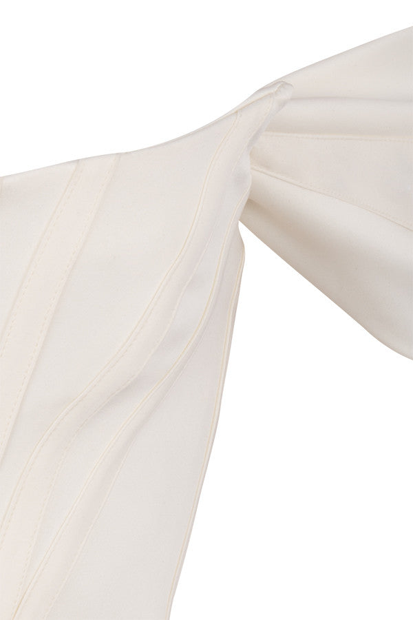 LEMIYA IVORY SATIN OFF SHOULDER DRESS-WHITE