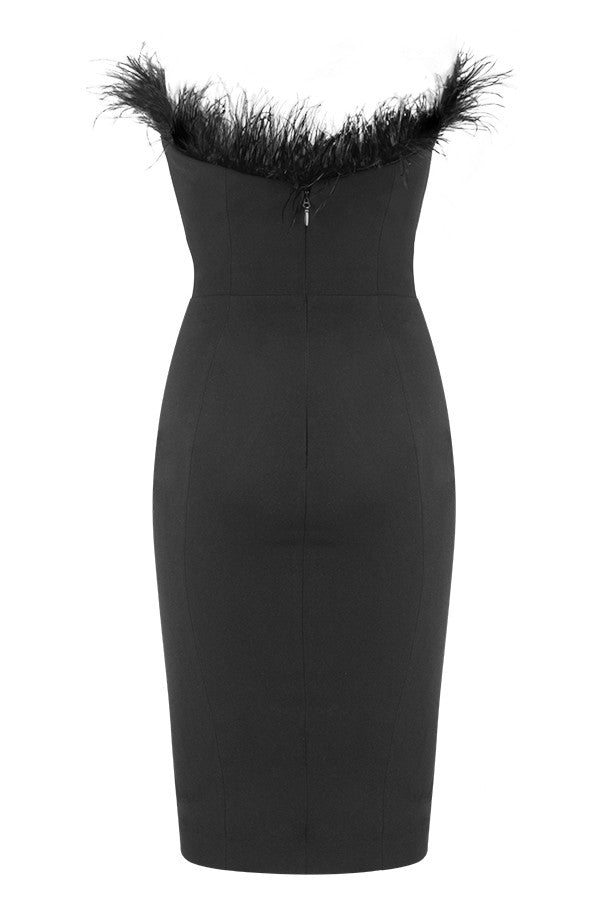 CHIC STRAPLESS FEATHER DRESS